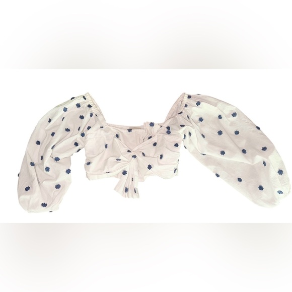 FARM Rio ~ Women’s Blue Flowers Crop Top ~ Size Small - Picture 5 of 6